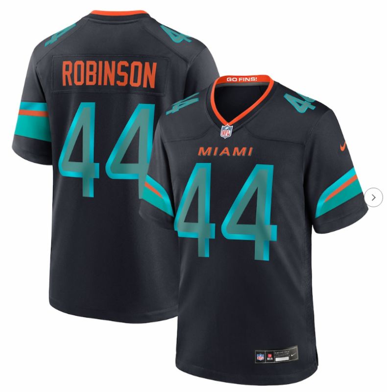 Men 2025 Nike Miami Dolphins #44 Robinson Black Throwback 5th generation Limited NFL Jersey 003->new york giants->NFL Jersey
